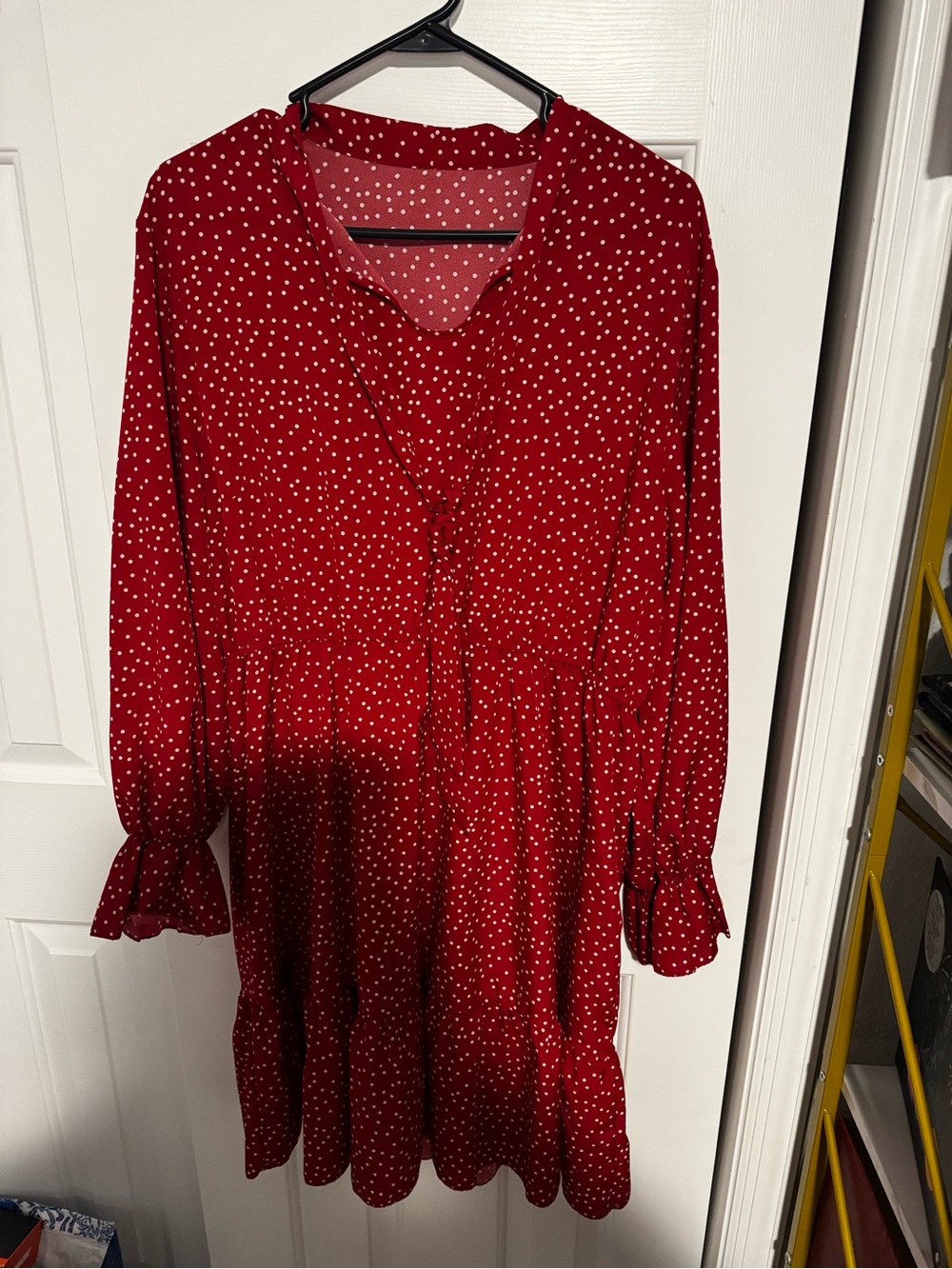SHEIN Coral Red Polka Dot Curve Dress